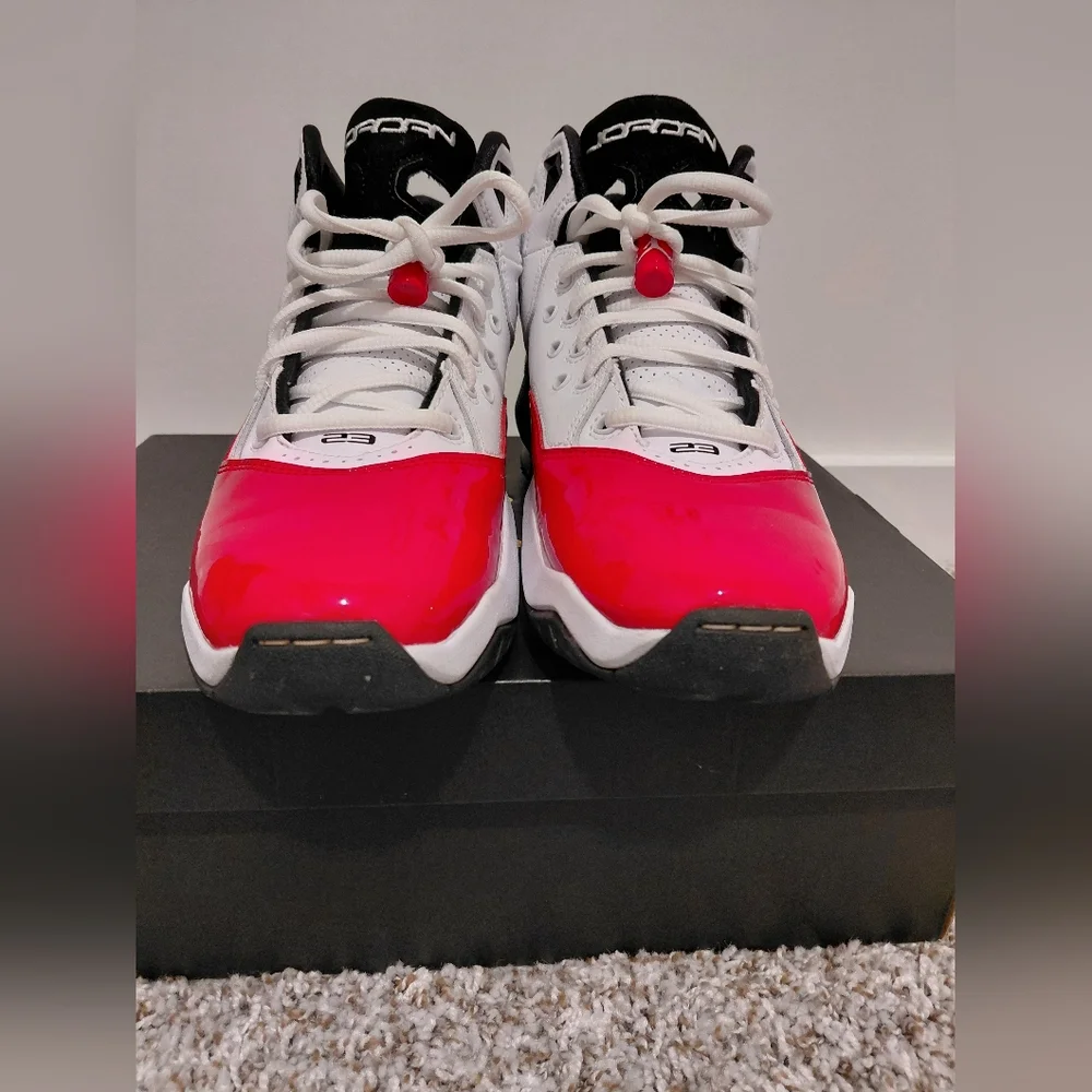 Jordan Red and White High-Top Sneakers